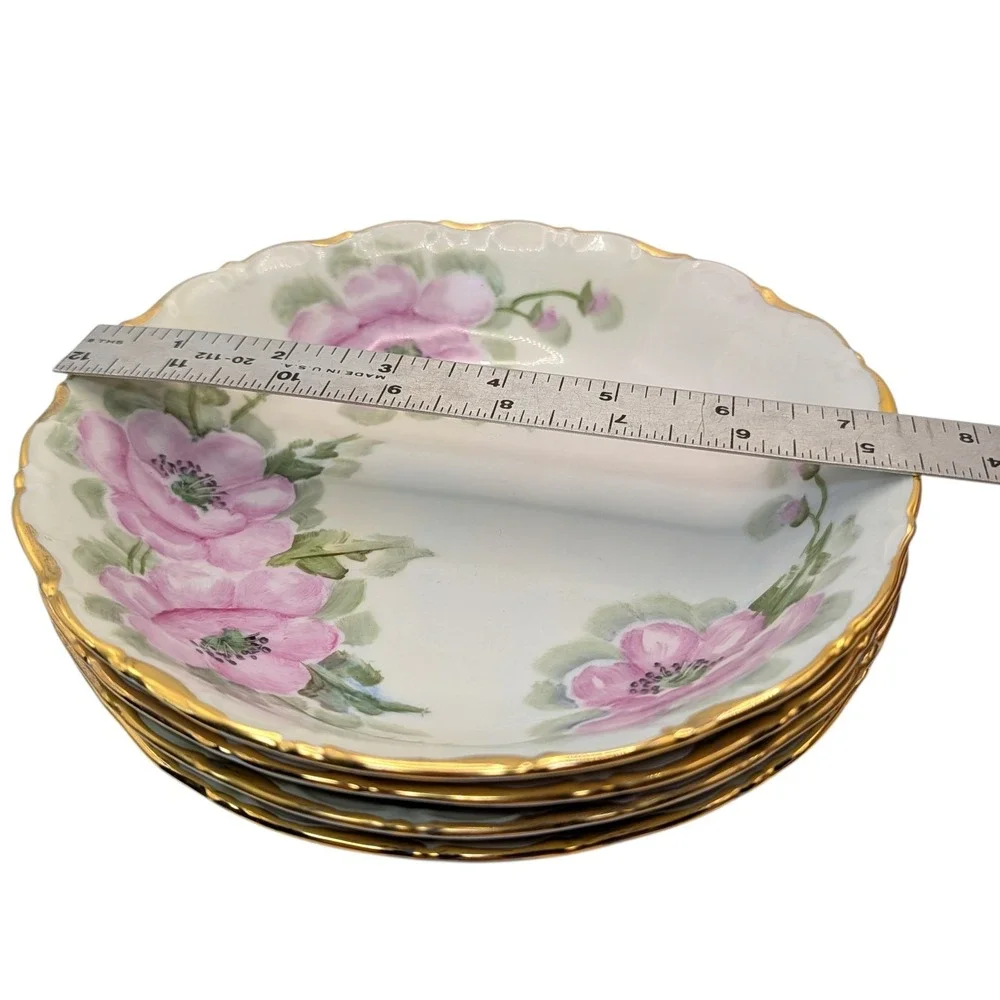 Vintage Seltmann Weiden Soup‎ Bowl Bavaria Hand Painted Signed Set of Four SEE